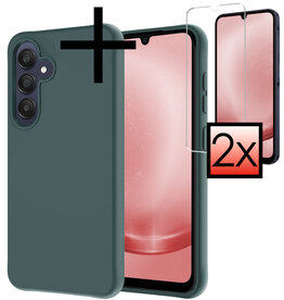 NoXx NoXx Samsung Galaxy A25 Hoesje Siliconen Met 2x Screenprotector - Donkergroen