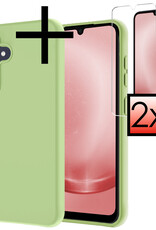 NoXx Hoes Geschikt voor Samsung A25 Hoesje Cover Siliconen Back Case Hoes Met 2x Screenprotector - Groen