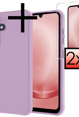 NoXx Hoes Geschikt voor Samsung A25 Hoesje Cover Siliconen Back Case Hoes Met 2x Screenprotector - Lila