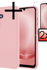 NoXx Hoes Geschikt voor Samsung A25 Hoesje Cover Siliconen Back Case Hoes Met 2x Screenprotector - Lichtroze