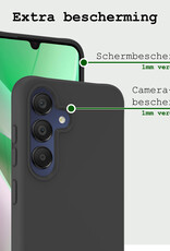 BASEY. Hoes Geschikt voor Samsung A15 Hoesje Siliconen Back Cover Case Met Screenprotector - Hoesje Geschikt voor Samsung Galaxy A15 Hoes Cover Hoesje - Zwart