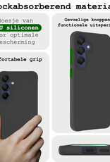 BASEY. Hoes Geschikt voor Samsung A15 Hoesje Siliconen Back Cover Case Met Screenprotector - Hoesje Geschikt voor Samsung Galaxy A15 Hoes Cover Hoesje - Zwart
