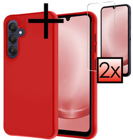 NoXx NoXx Samsung Galaxy A25 Hoesje Siliconen Met 2x Screenprotector - Rood