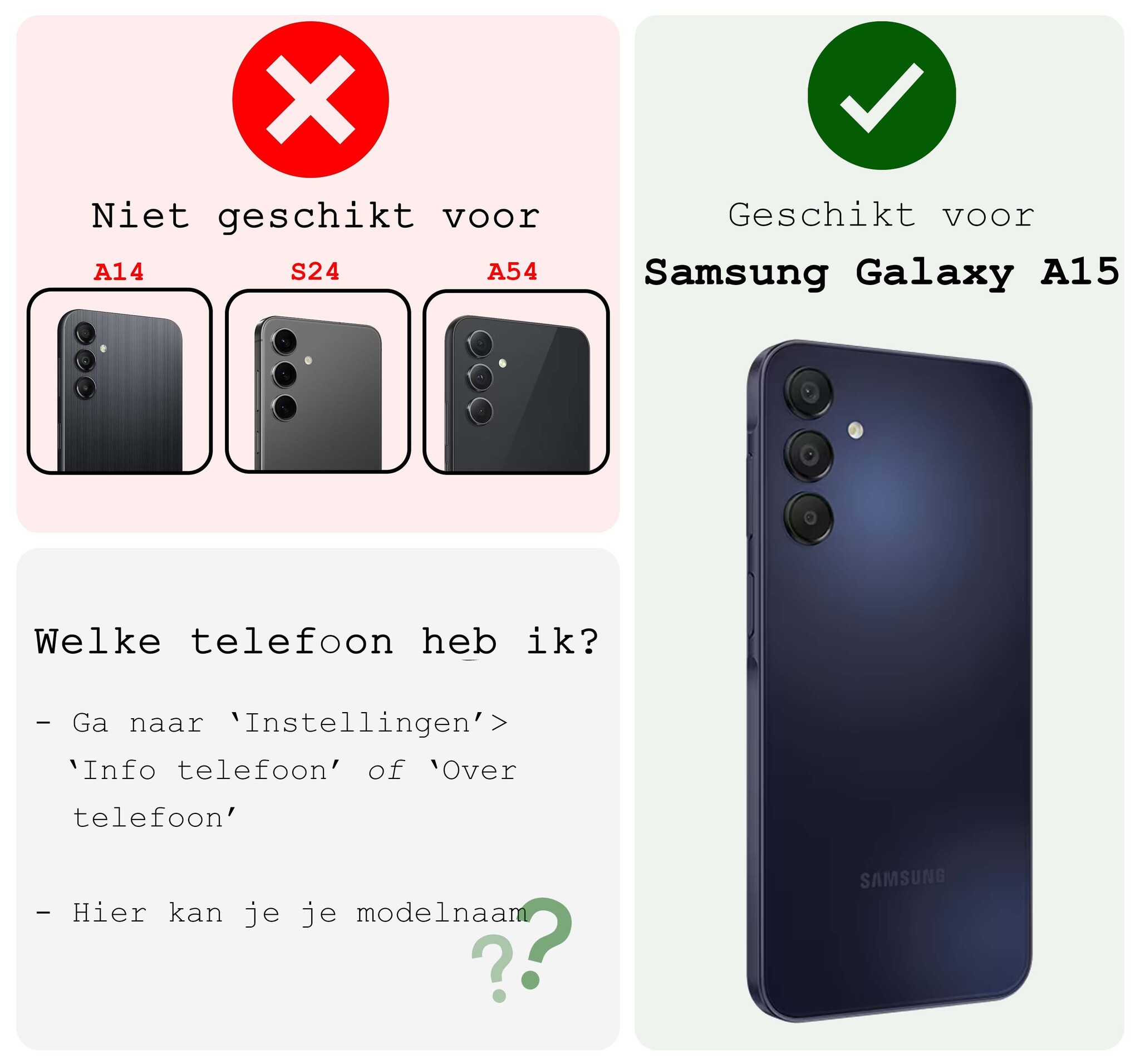 BASEY. Hoes Geschikt voor Samsung A15 Hoesje Siliconen Back Cover Case Met Screenprotector - Hoesje Geschikt voor Samsung Galaxy A15 Hoes Cover Hoesje - Zwart