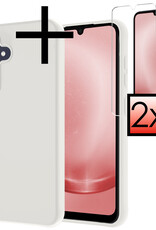NoXx Hoes Geschikt voor Samsung A25 Hoesje Cover Siliconen Back Case Hoes Met 2x Screenprotector - Wit