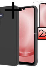 NoXx Hoes Geschikt voor Samsung A25 Hoesje Cover Siliconen Back Case Hoes Met 2x Screenprotector - Zwart