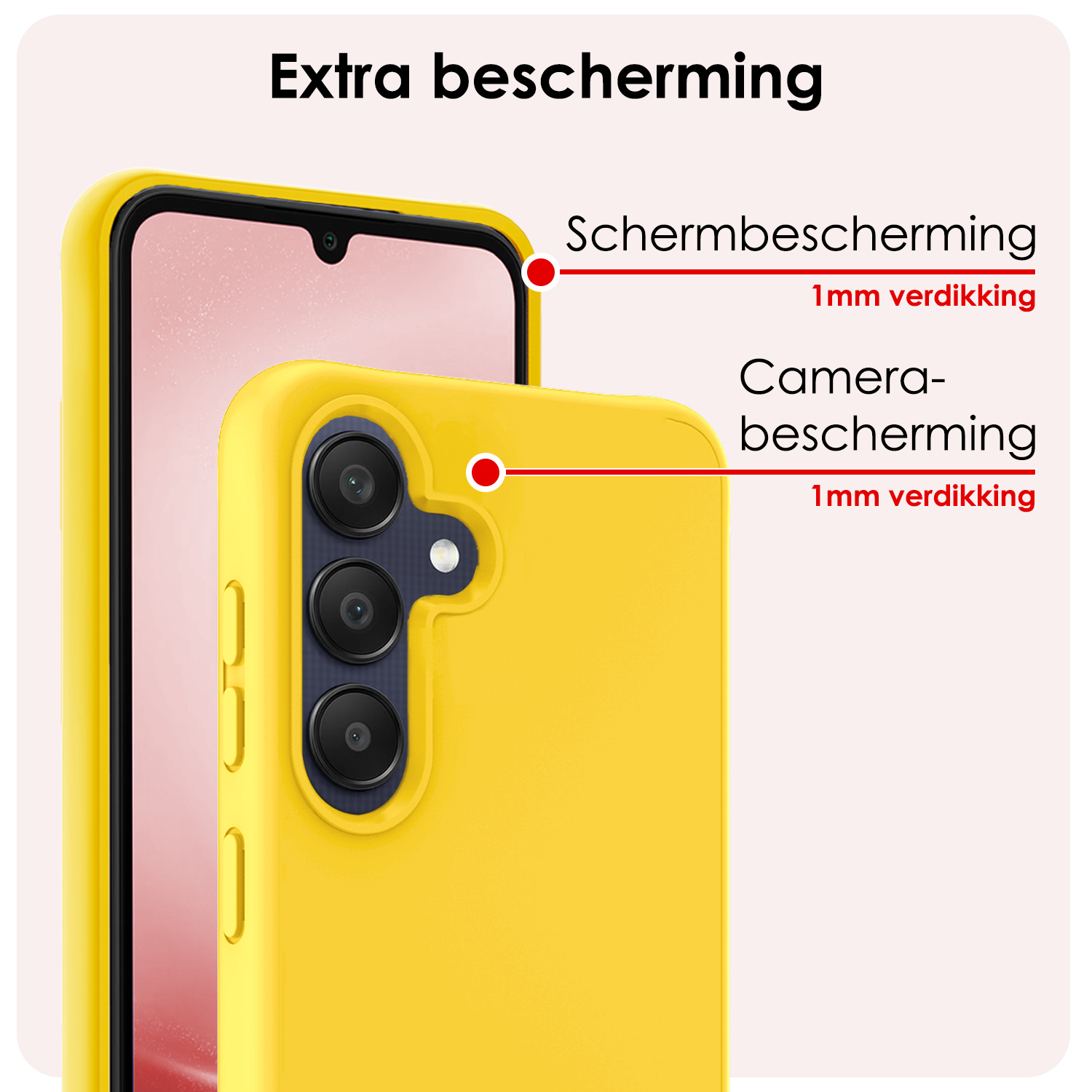 NoXx Hoes Geschikt voor Samsung A25 Hoesje Cover Siliconen Back Case Hoes Met Screenprotector - Geel