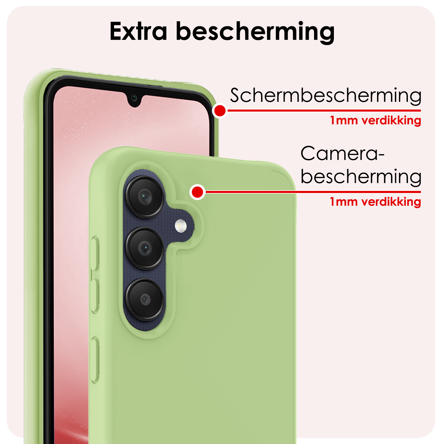 NoXx Hoes Geschikt voor Samsung A25 Hoesje Cover Siliconen Back Case Hoes Met Screenprotector - Groen