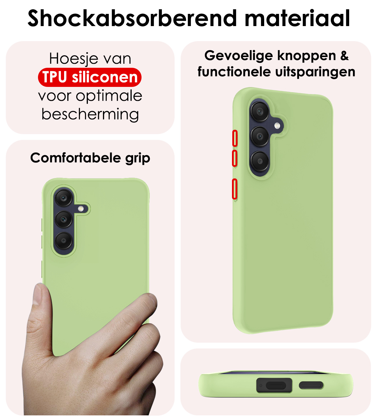 NoXx Hoes Geschikt voor Samsung A25 Hoesje Cover Siliconen Back Case Hoes Met Screenprotector - Groen