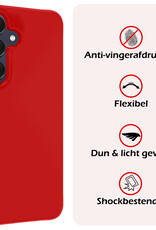 NoXx Hoes Geschikt voor Samsung A25 Hoesje Cover Siliconen Back Case Hoes Met Screenprotector - Rood