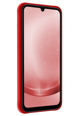 NoXx Hoes Geschikt voor Samsung A25 Hoesje Cover Siliconen Back Case Hoes Met Screenprotector - Rood