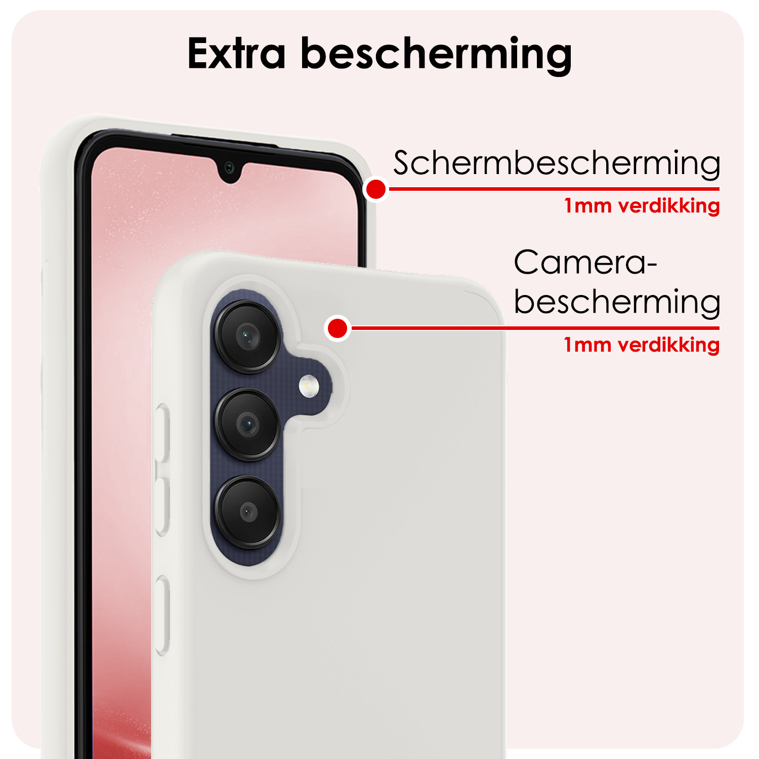 NoXx Hoes Geschikt voor Samsung A25 Hoesje Cover Siliconen Back Case Hoes Met Screenprotector - Wit