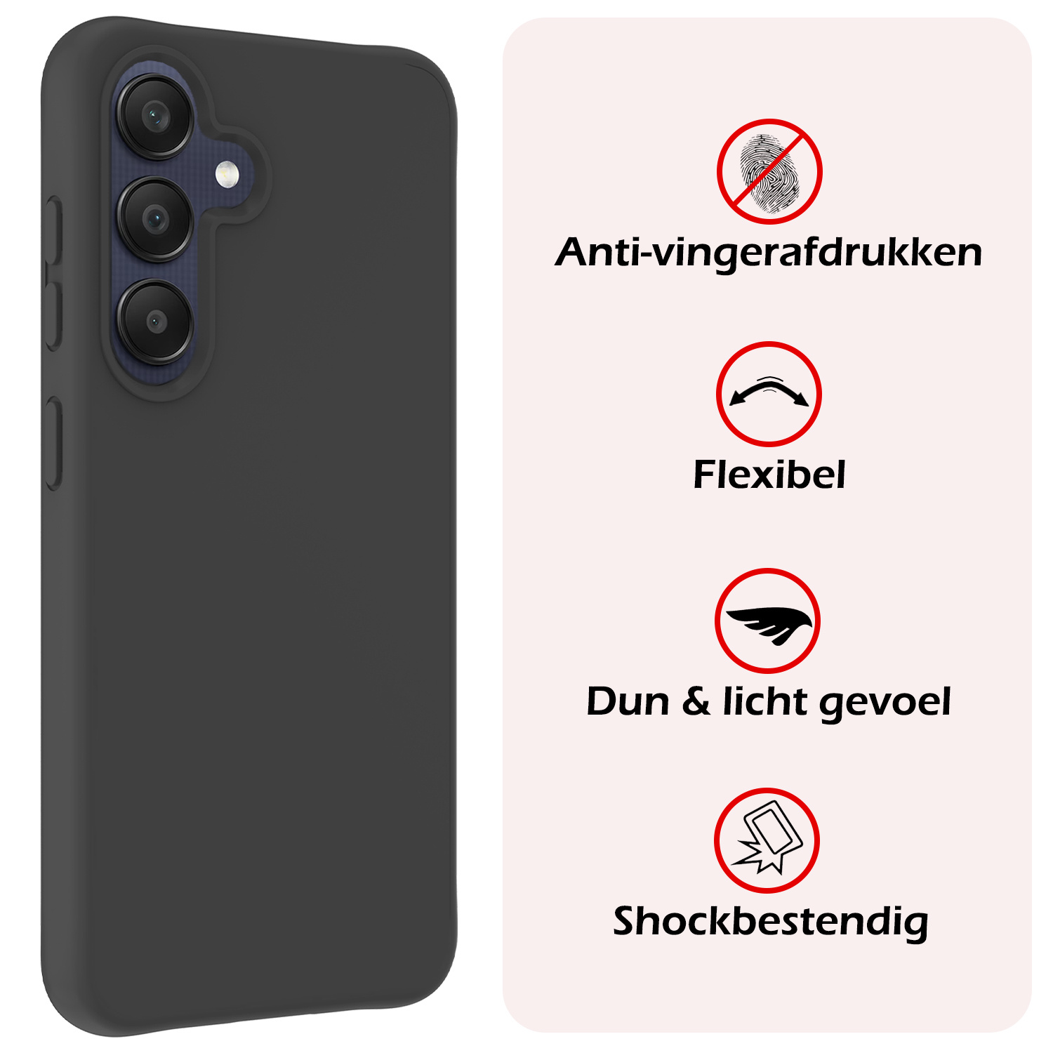 NoXx Hoes Geschikt voor Samsung A25 Hoesje Cover Siliconen Back Case Hoes Met Screenprotector - Zwart