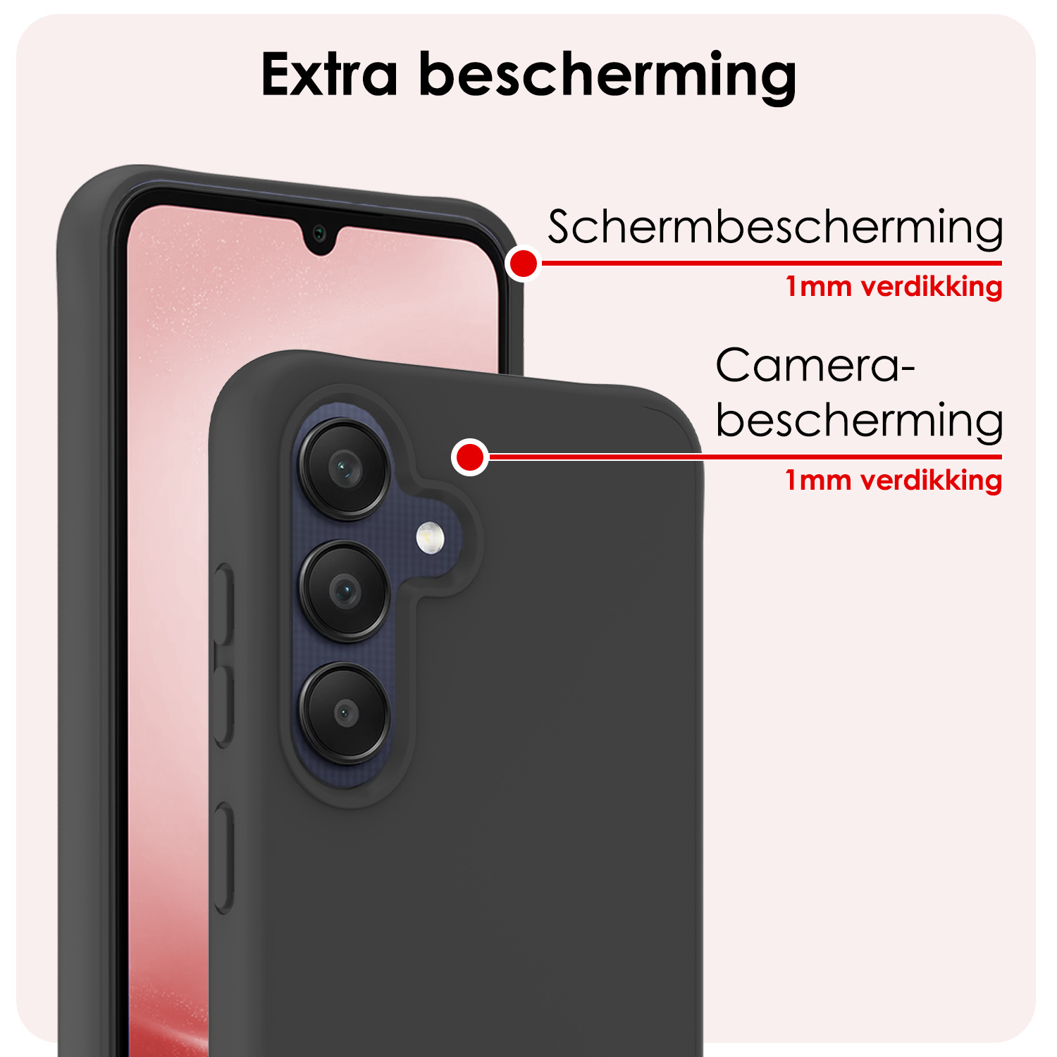 NoXx Hoes Geschikt voor Samsung A25 Hoesje Cover Siliconen Back Case Hoes Met 2x Screenprotector - Zwart