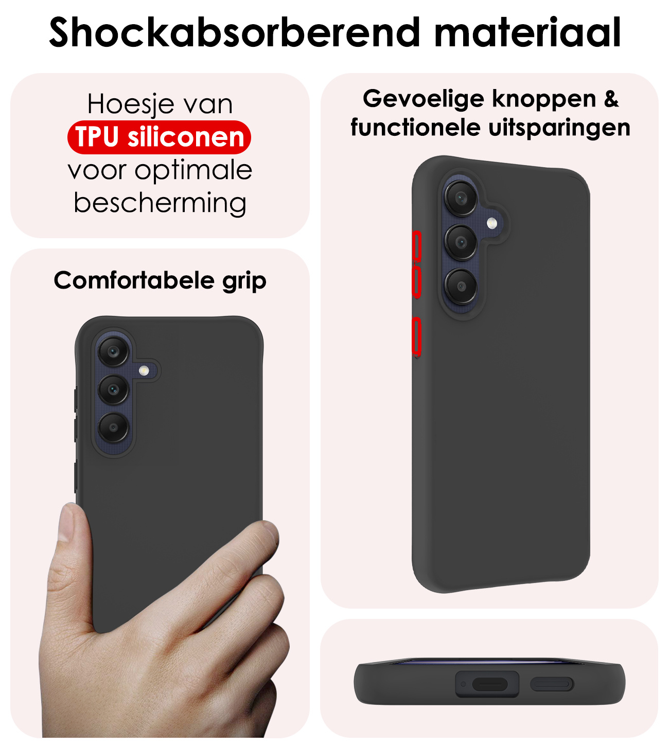 NoXx Hoes Geschikt voor Samsung A25 Hoesje Cover Siliconen Back Case Hoes Met 2x Screenprotector - Zwart