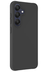 NoXx Hoes Geschikt voor Samsung A25 Hoesje Cover Siliconen Back Case Hoes Met 2x Screenprotector - Zwart