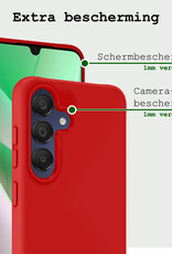 BASEY. Hoes Geschikt voor Samsung A15 Hoesje Siliconen Back Cover Case Met 2x Screenprotector - Hoesje Geschikt voor Samsung Galaxy A15 Hoes Cover Hoesje - Rood