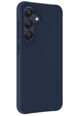 BASEY. Hoes Geschikt voor Samsung A25 Hoesje Siliconen Back Cover Case Met Screenprotector - Hoesje Geschikt voor Samsung Galaxy A25 Hoes Cover Hoesje - Donkerblauw