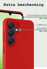 BASEY. Hoes Geschikt voor Samsung A25 Hoesje Siliconen Back Cover Case Met Screenprotector - Hoesje Geschikt voor Samsung Galaxy A25 Hoes Cover Hoesje - Rood