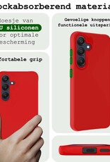 BASEY. Hoes Geschikt voor Samsung A25 Hoesje Siliconen Back Cover Case Met Screenprotector - Hoesje Geschikt voor Samsung Galaxy A25 Hoes Cover Hoesje - Rood