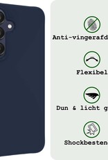 BASEY. Hoes Geschikt voor Samsung A25 Hoesje Siliconen Back Cover Case Met 2x Screenprotector - Hoesje Geschikt voor Samsung Galaxy A25 Hoes Cover Hoesje - Donkerblauw