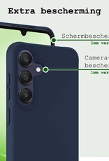 BASEY. Hoes Geschikt voor Samsung A25 Hoesje Siliconen Back Cover Case Met 2x Screenprotector - Hoesje Geschikt voor Samsung Galaxy A25 Hoes Cover Hoesje - Donkerblauw