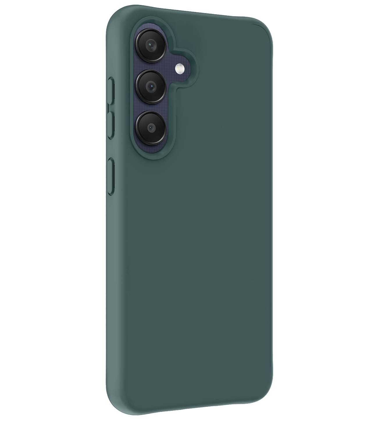 BASEY. Hoes Geschikt voor Samsung A25 Hoesje Siliconen Back Cover Case Met 2x Screenprotector - Hoesje Geschikt voor Samsung Galaxy A25 Hoes Cover Hoesje - Donkergroen