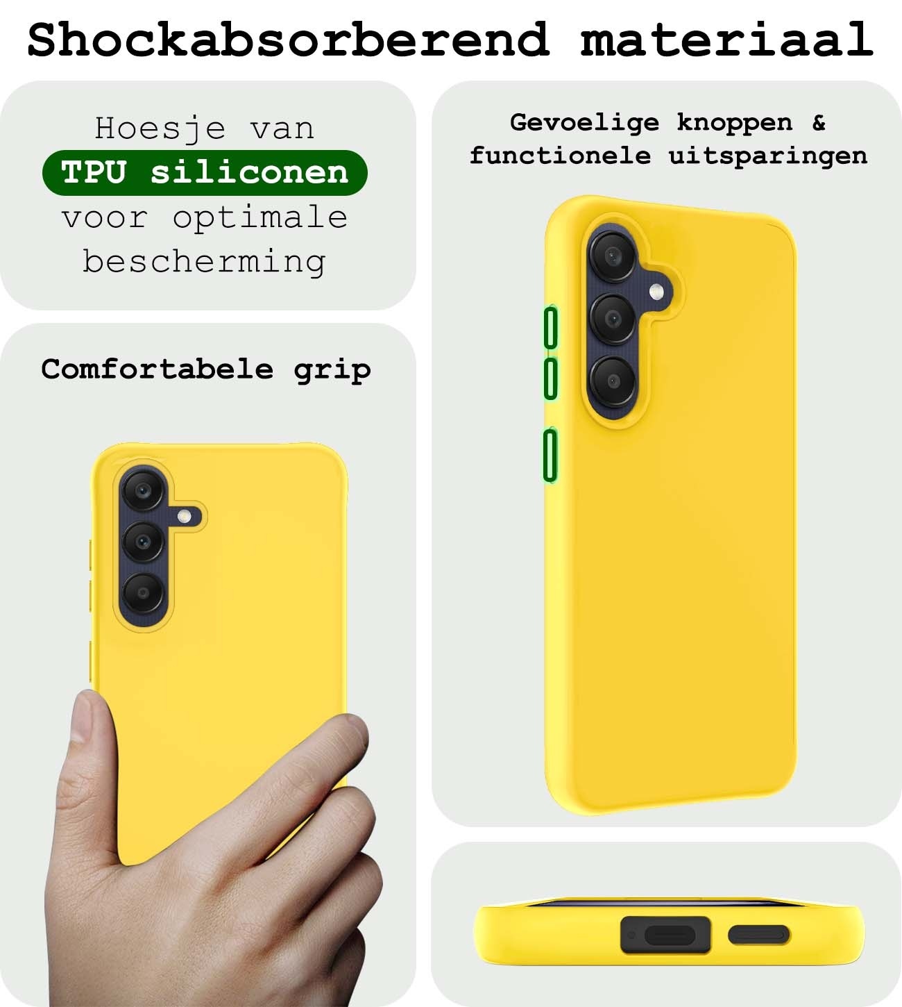 BASEY. Hoes Geschikt voor Samsung A25 Hoesje Siliconen Back Cover Case Met 2x Screenprotector - Hoesje Geschikt voor Samsung Galaxy A25 Hoes Cover Hoesje - Geel