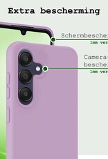 BASEY. Hoes Geschikt voor Samsung A25 Hoesje Siliconen Back Cover Case Met 2x Screenprotector - Hoesje Geschikt voor Samsung Galaxy A25 Hoes Cover Hoesje - Lila