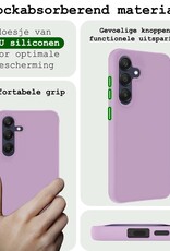 BASEY. Hoes Geschikt voor Samsung A25 Hoesje Siliconen Back Cover Case Met 2x Screenprotector - Hoesje Geschikt voor Samsung Galaxy A25 Hoes Cover Hoesje - Lila