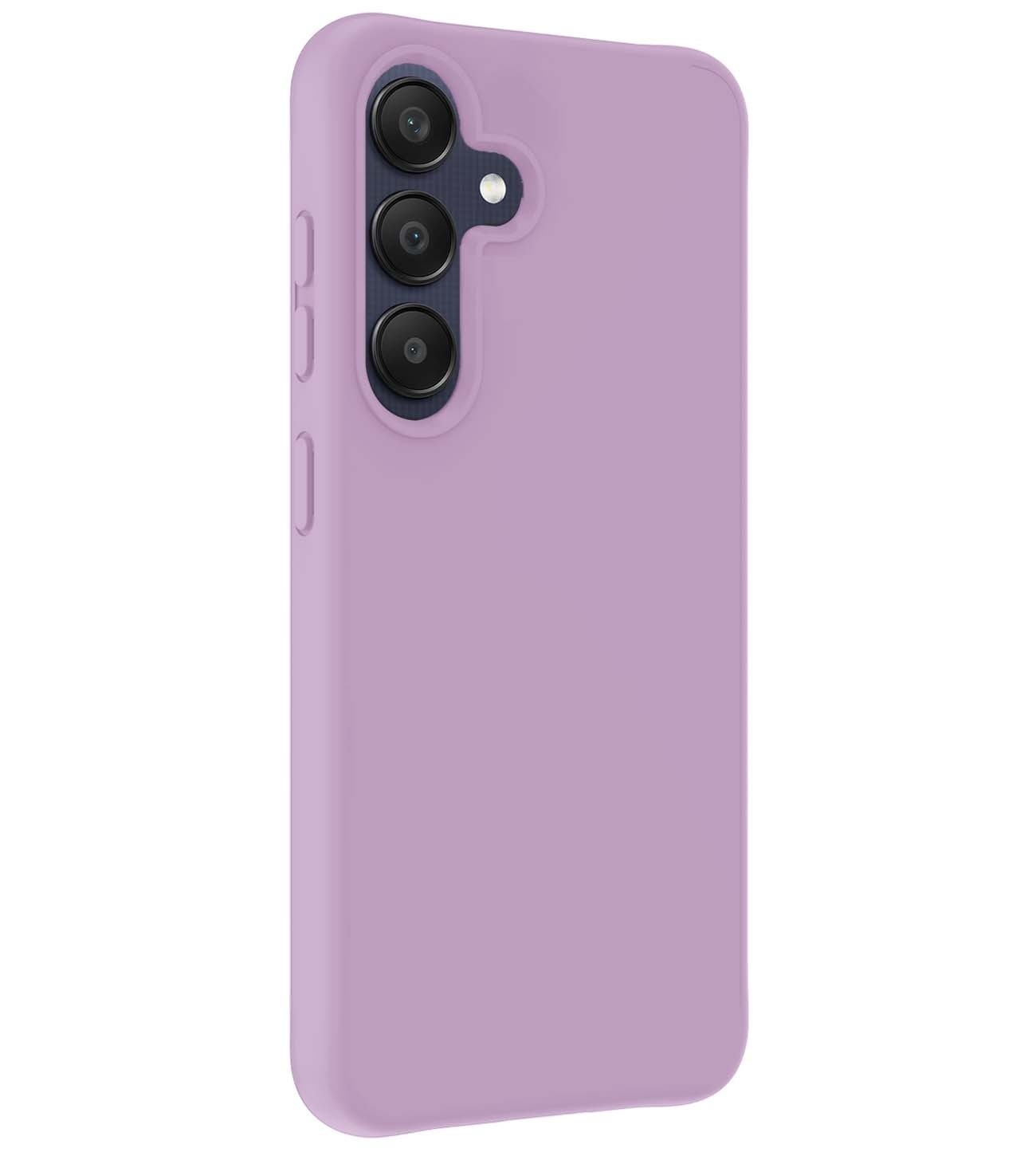 BASEY. Hoes Geschikt voor Samsung A25 Hoesje Siliconen Back Cover Case Met 2x Screenprotector - Hoesje Geschikt voor Samsung Galaxy A25 Hoes Cover Hoesje - Lila