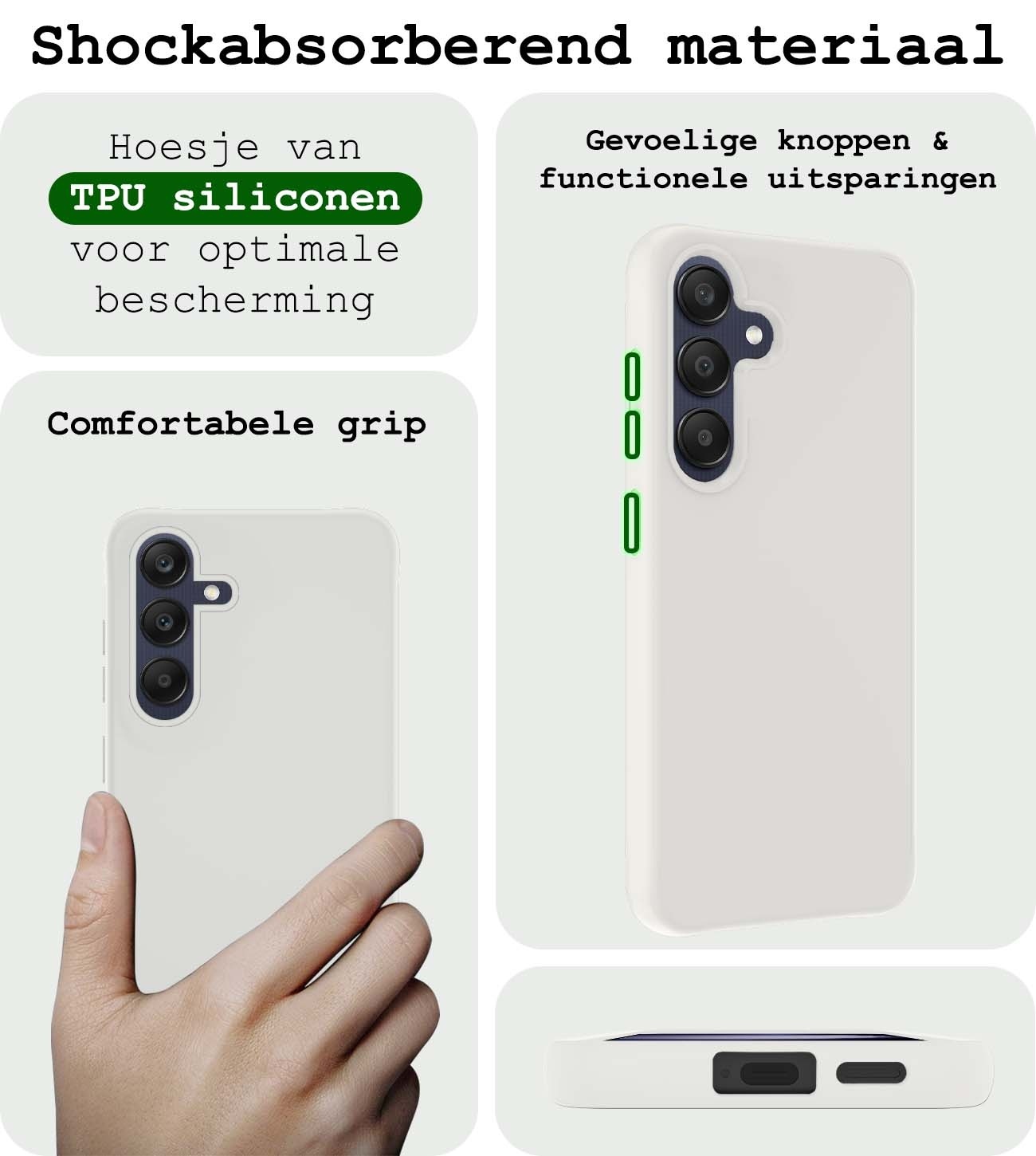 BASEY. Hoes Geschikt voor Samsung A25 Hoesje Siliconen Back Cover Case Met 2x Screenprotector - Hoesje Geschikt voor Samsung Galaxy A25 Hoes Cover Hoesje - Wit