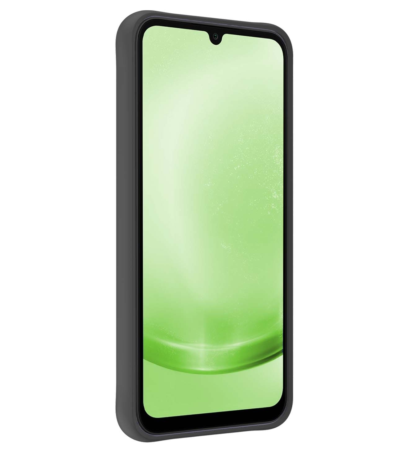 BASEY. Hoes Geschikt voor Samsung A25 Hoesje Siliconen Back Cover Case Met 2x Screenprotector - Hoesje Geschikt voor Samsung Galaxy A25 Hoes Cover Hoesje - Zwart