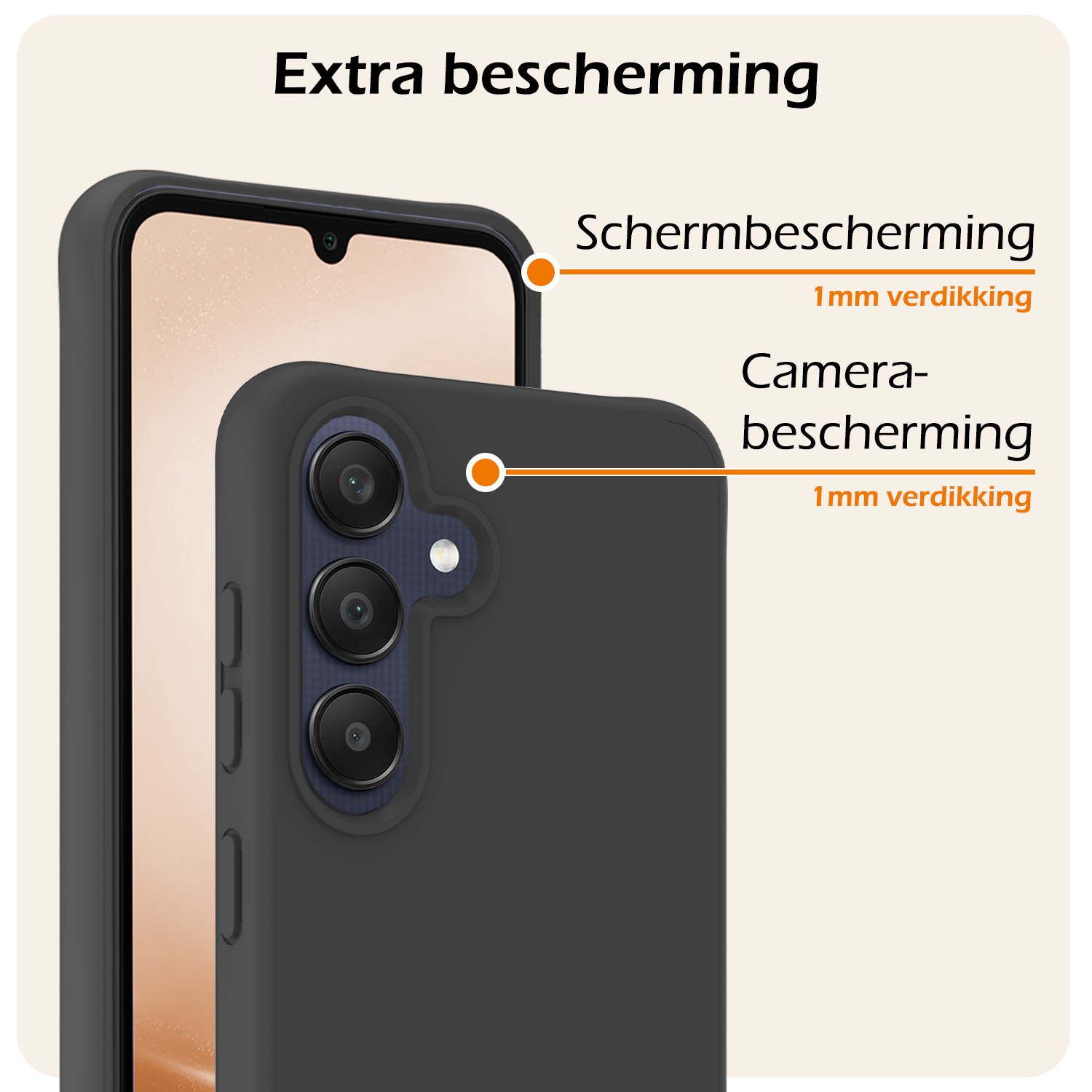 Nomfy Hoesje Geschikt voor Samsung A25 Hoesje Siliconen Cover Case Met Screenprotector - Hoes Geschikt voor Samsung Galaxy A25 Hoes Back Case - Zwart