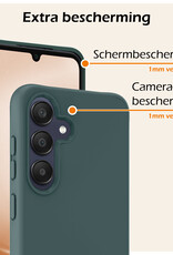 Nomfy Hoesje Geschikt voor Samsung A25 Hoesje Siliconen Cover Case Met 2x Screenprotector - Hoes Geschikt voor Samsung Galaxy A25 Hoes Back Case - Donkergroen