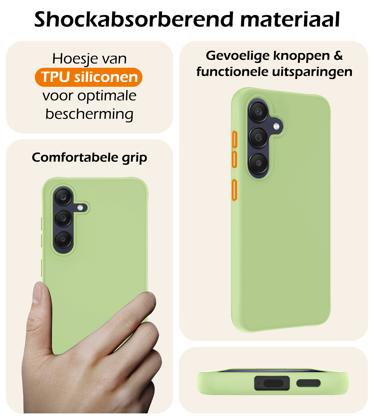 Nomfy Hoesje Geschikt voor Samsung A25 Hoesje Siliconen Cover Case Met 2x Screenprotector - Hoes Geschikt voor Samsung Galaxy A25 Hoes Back Case - Groen