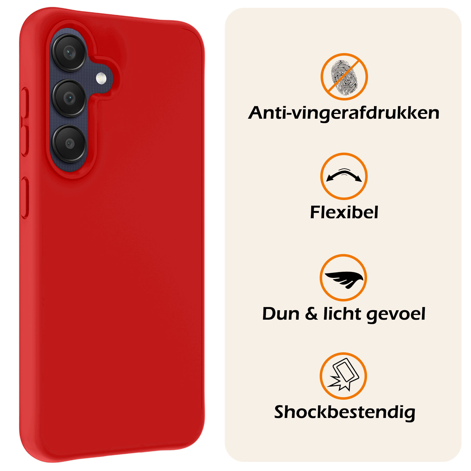 Nomfy Hoesje Geschikt voor Samsung A25 Hoesje Siliconen Cover Case Met 2x Screenprotector - Hoes Geschikt voor Samsung Galaxy A25 Hoes Back Case - Rood