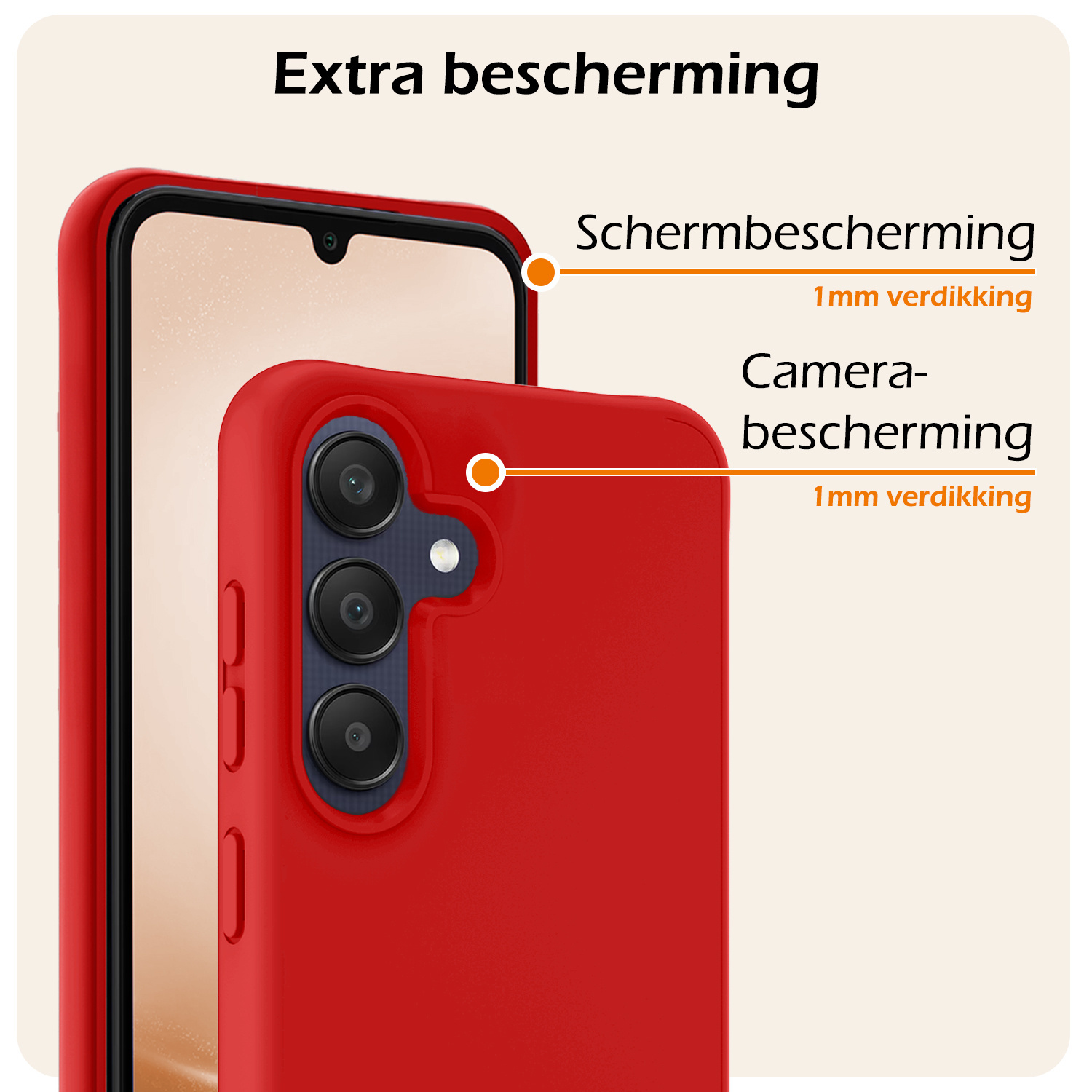 Nomfy Hoesje Geschikt voor Samsung A25 Hoesje Siliconen Cover Case Met 2x Screenprotector - Hoes Geschikt voor Samsung Galaxy A25 Hoes Back Case - Rood