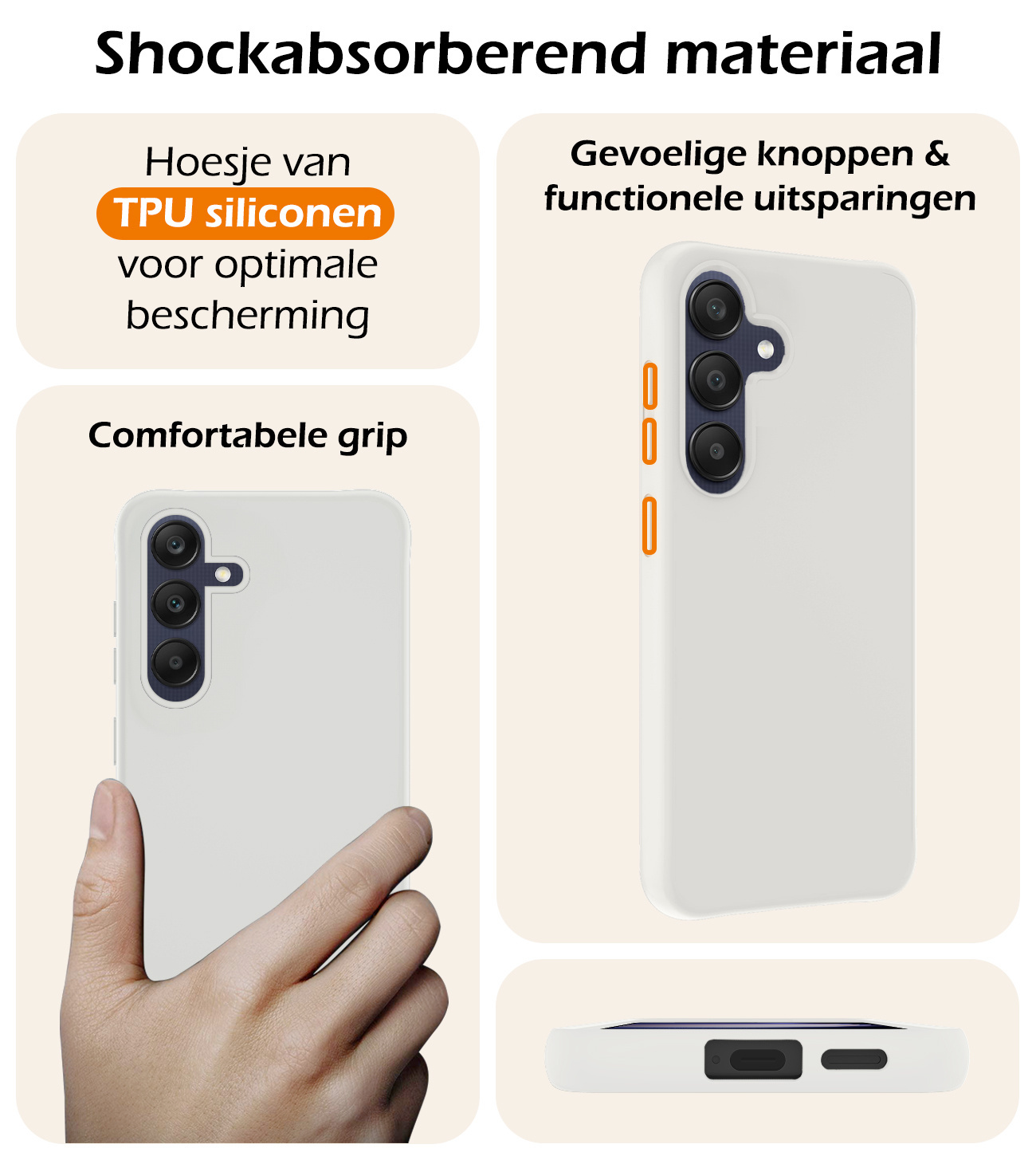 Nomfy Hoesje Geschikt voor Samsung A25 Hoesje Siliconen Cover Case Met 2x Screenprotector - Hoes Geschikt voor Samsung Galaxy A25 Hoes Back Case - Wit