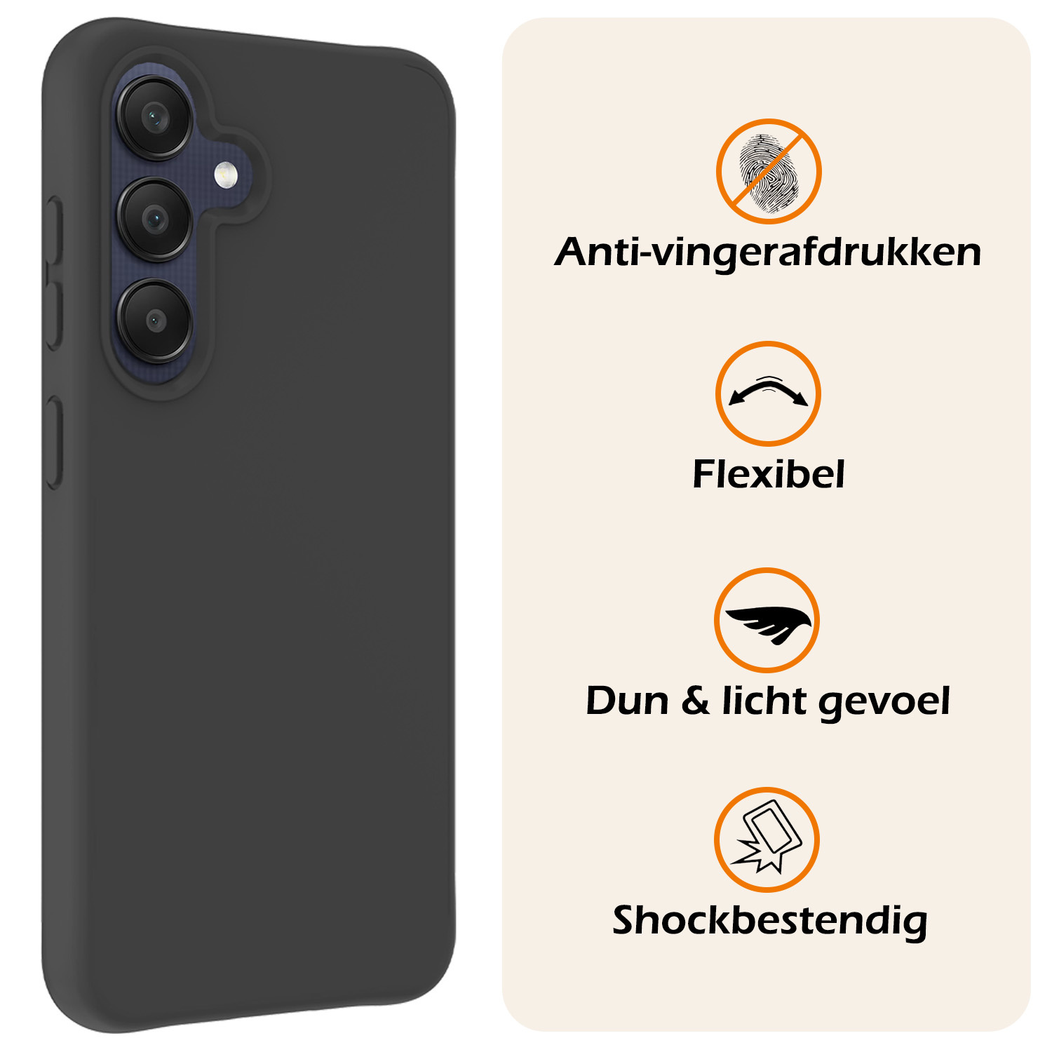 Nomfy Hoesje Geschikt voor Samsung A25 Hoesje Siliconen Cover Case Met 2x Screenprotector - Hoes Geschikt voor Samsung Galaxy A25 Hoes Back Case - Zwart