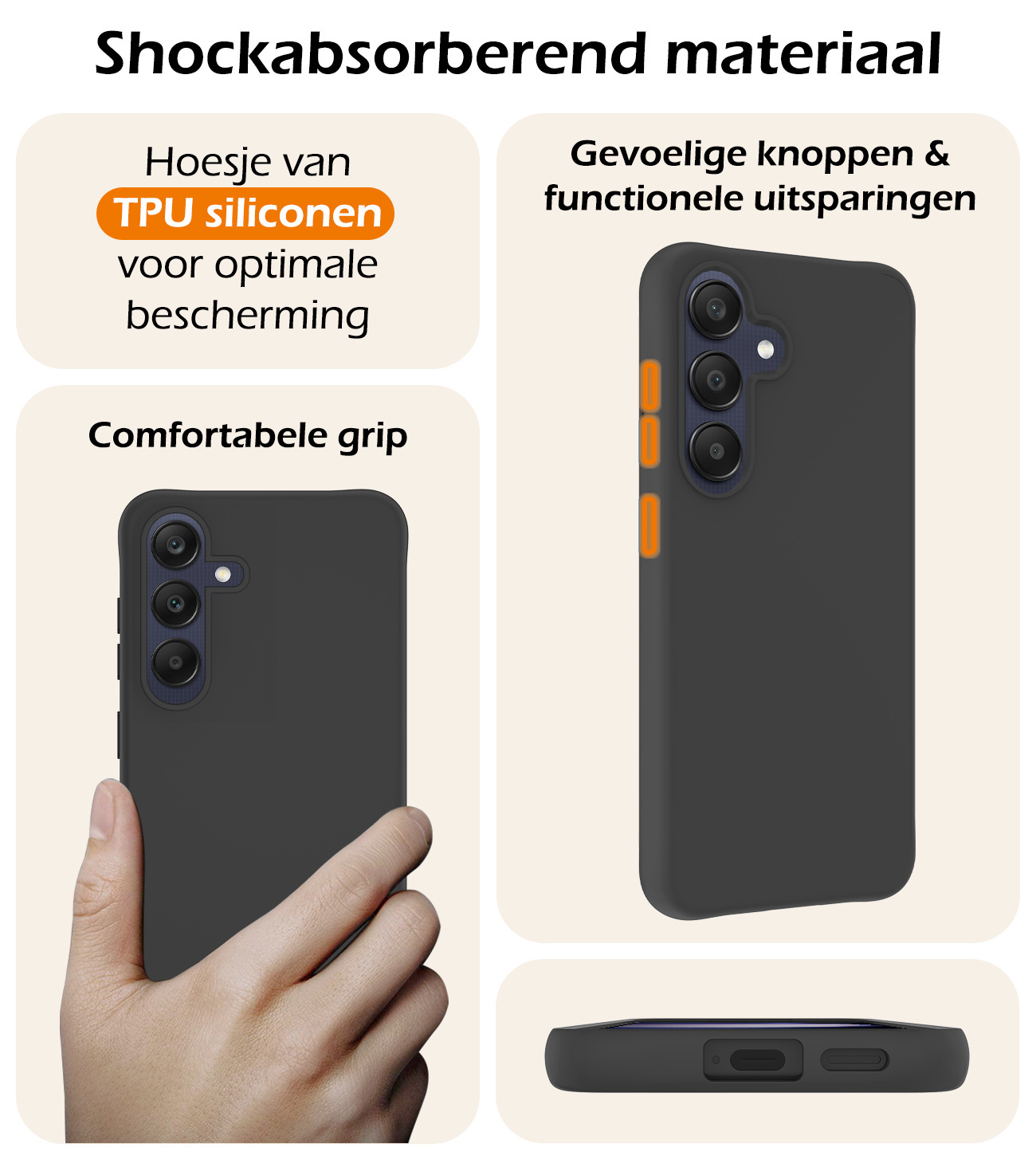 Nomfy Hoesje Geschikt voor Samsung A25 Hoesje Siliconen Cover Case Met 2x Screenprotector - Hoes Geschikt voor Samsung Galaxy A25 Hoes Back Case - Zwart
