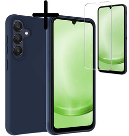 BASEY. BASEY. Samsung Galaxy A25 Hoesje Siliconen Met Screenprotector - Donkerblauw
