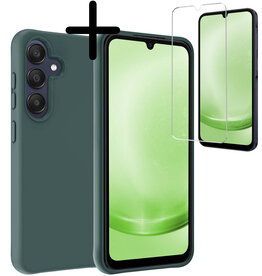 BASEY. BASEY. Samsung Galaxy A25 Hoesje Siliconen Met Screenprotector - Donkergroen