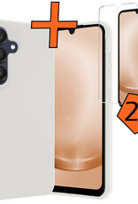 Nomfy Hoesje Geschikt voor Samsung A25 Hoesje Siliconen Cover Case Met 2x Screenprotector - Hoes Geschikt voor Samsung Galaxy A25 Hoes Back Case - Wit