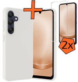 Nomfy Nomfy Samsung Galaxy A25 Hoesje Siliconen Met 2x Screenprotector - Wit