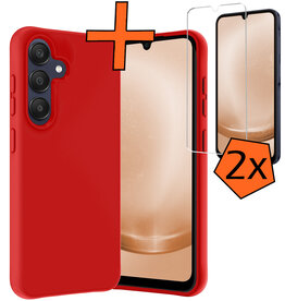 Nomfy Nomfy Samsung Galaxy A25 Hoesje Siliconen Met 2x Screenprotector - Rood