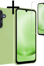 BASEY. Hoes Geschikt voor Samsung A25 Hoesje Siliconen Back Cover Case Met Screenprotector - Hoesje Geschikt voor Samsung Galaxy A25 Hoes Cover Hoesje - Groen