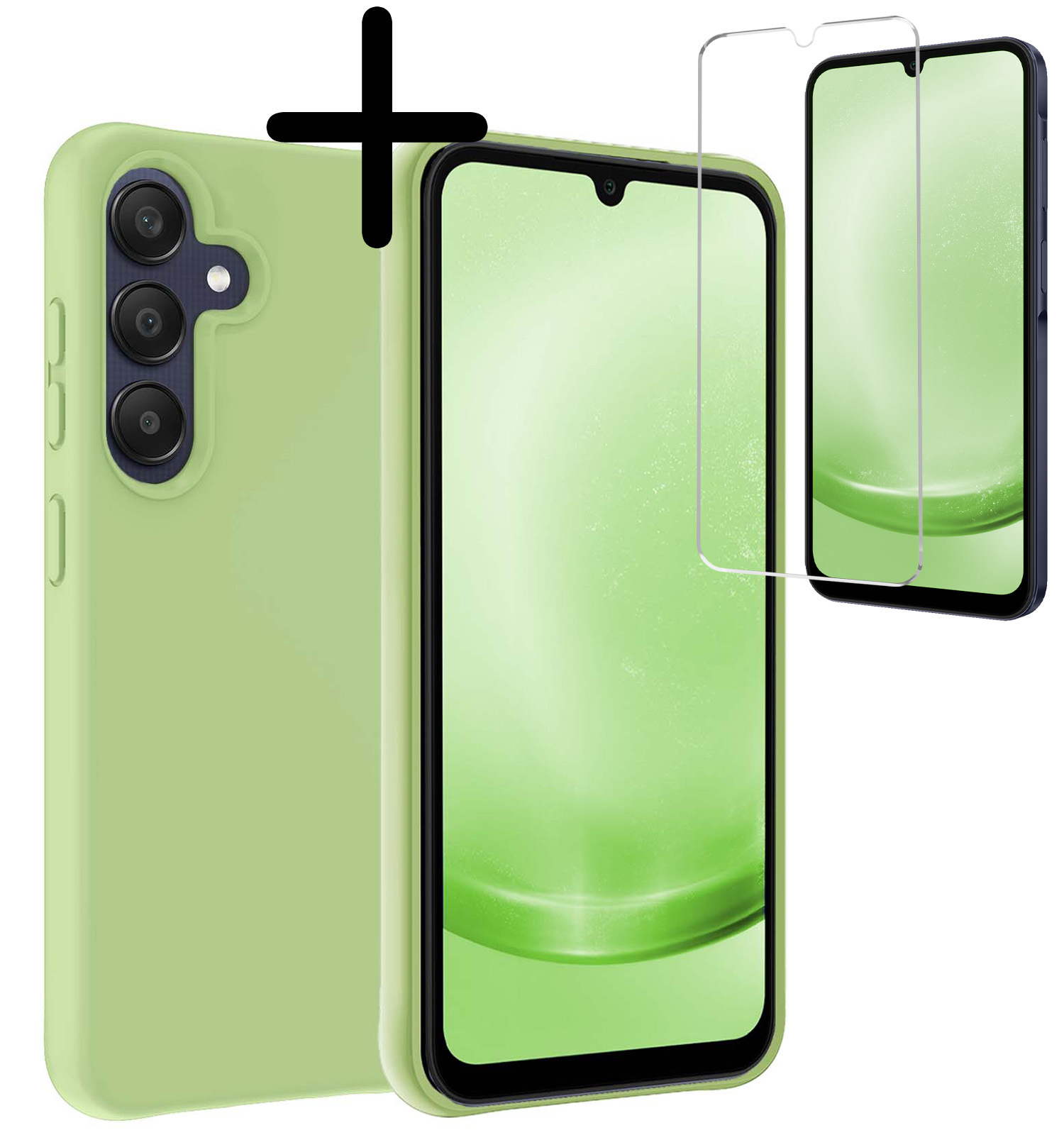 BASEY. Hoes Geschikt voor Samsung A25 Hoesje Siliconen Back Cover Case Met Screenprotector - Hoesje Geschikt voor Samsung Galaxy A25 Hoes Cover Hoesje - Groen