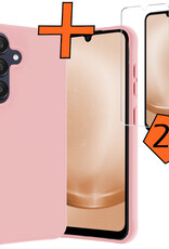 Nomfy Hoesje Geschikt voor Samsung A25 Hoesje Siliconen Cover Case Met 2x Screenprotector - Hoes Geschikt voor Samsung Galaxy A25 Hoes Back Case - Lichtroze