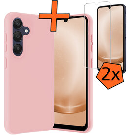 Nomfy Nomfy Samsung Galaxy A25 Hoesje Siliconen Met 2x Screenprotector - Lichtroze
